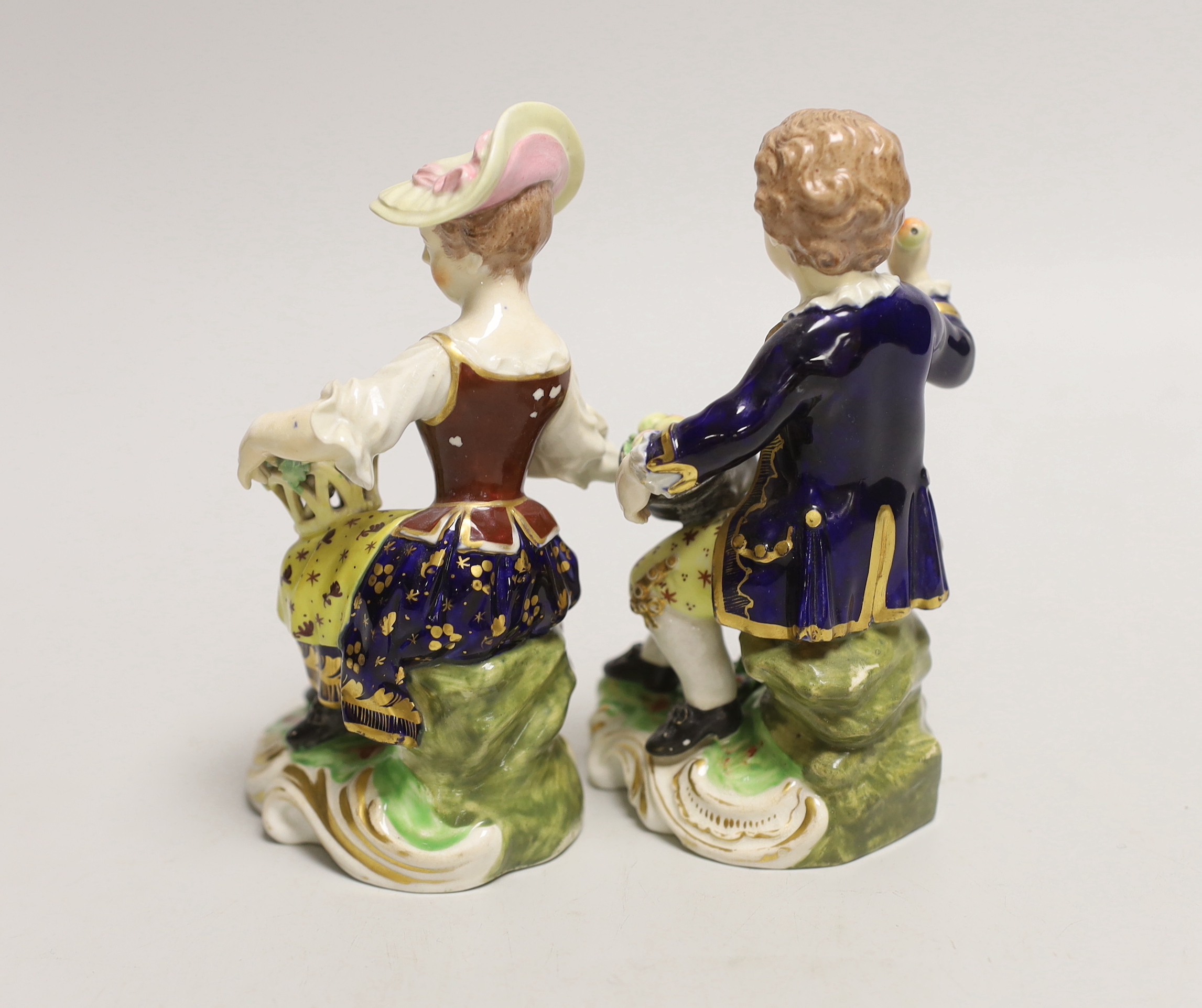 A pair of 19th century Derby porcelain figures, 13cm